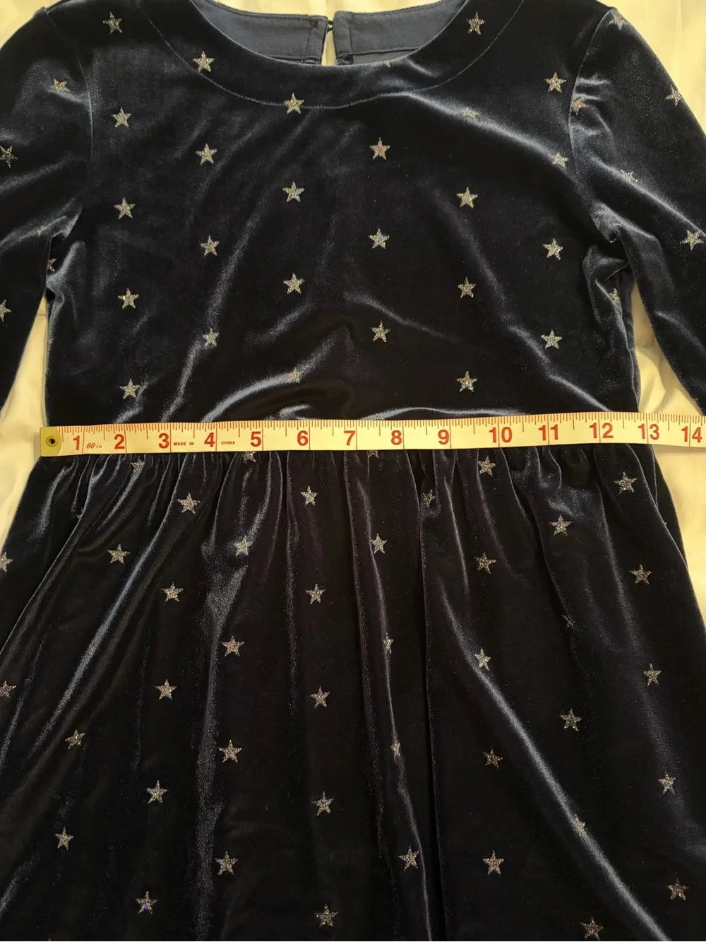 Gap Kids blue velvety 3/4 sleeve dress with stars - Size M